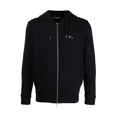 Emporio Armani FW22 Black Zipper Hoodie Casual Sweatshirt 8N1MFF-1JHSZ-0999