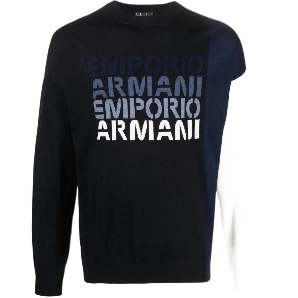 Emporio Armani FW22 Blue Crewneck Logo Print Sweatshirt 3L1MX31MGTZF918