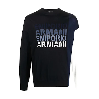 Emporio Armani FW22 Blue Crewneck Logo Print Sweatshirt 3L1MX31MGTZF918