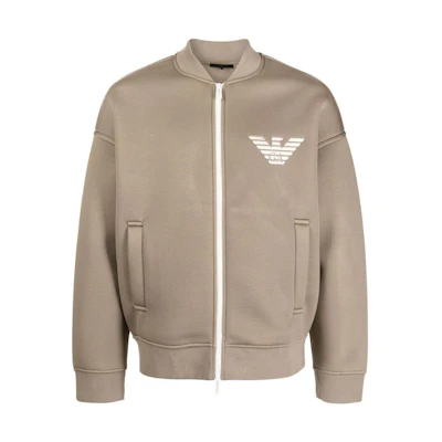 Emporio Armani FW22 Brown Logo Embroidered Zip Casual Jacket 6L1MM3-1JUWZ-0137