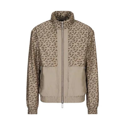 Emporio Armani FW22 Brown Logo Print Zip-Up Jacket for Men 6L1BL6-1NKYZ-F168