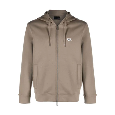 Emporio Armani FW22 Brown Solid Color Zip-Up Hoodie Jacket 8N1MFF-1JHSZ-0137