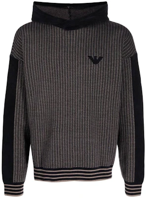 Emporio Armani FW22 Brown Striped Logo Hooded Knit Sweater for Men. 6L1MXF1MJUZ-62 Order Emporio Armani FW22 Brown Striped Logo Hooded Knit Sweater for Men. 6L1MXF1MJUZ-62