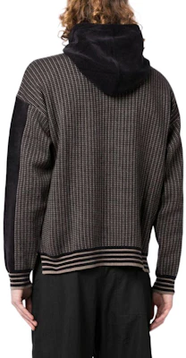 Emporio Armani FW22 Brown Striped Logo Hooded Knit Sweater for Men. 6L1MXF1MJUZ-62 Shop Emporio Armani FW22 Brown Striped Logo Hooded Knit Sweater for Men. 6L1MXF1MJUZ-62