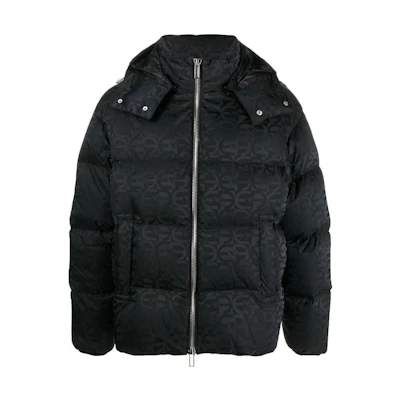 EMPORIO ARMANI FW22 Classic Logo Printed Down Jacket Black Long Sleeve 6L1BH21NLLZ0999