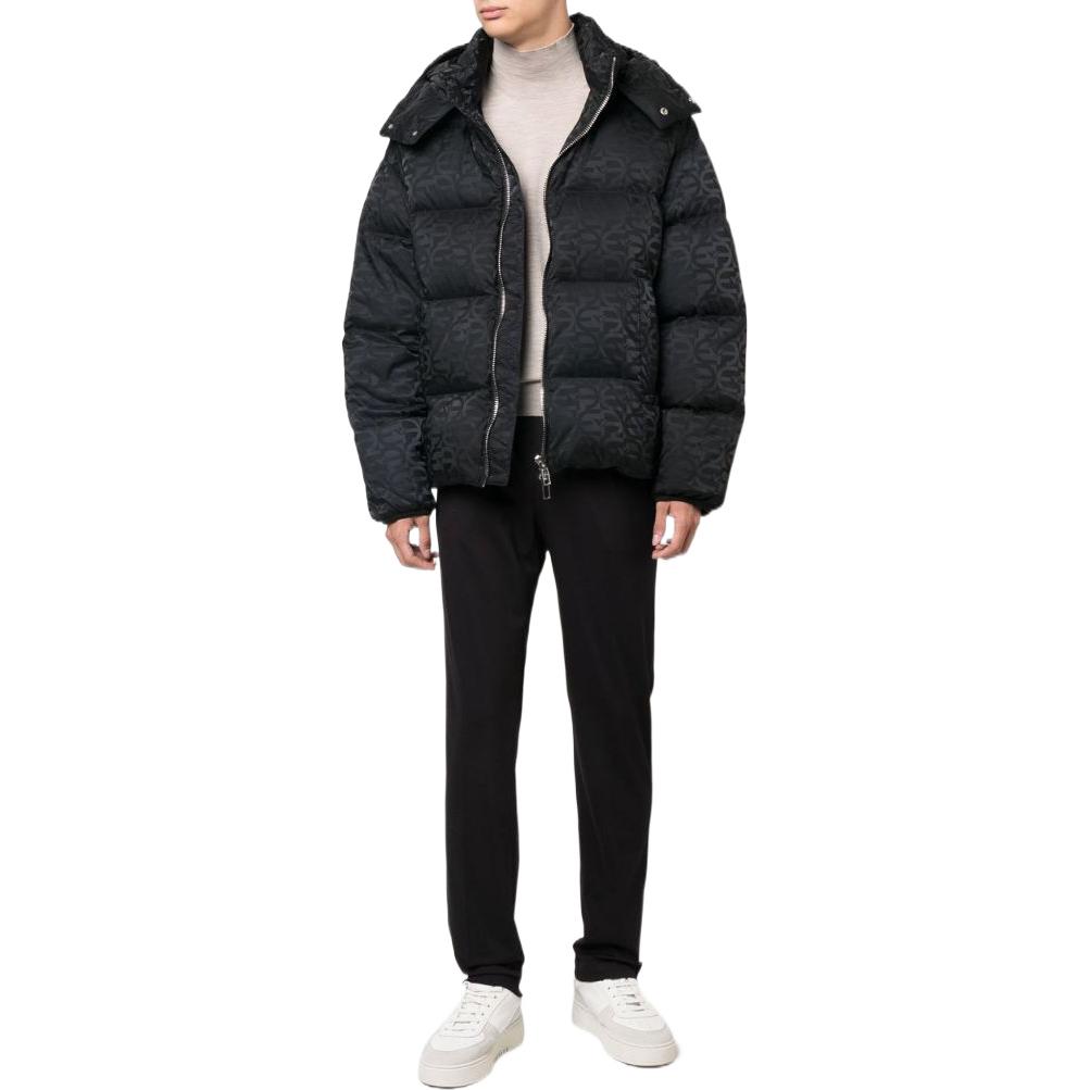 Shop Chaqueta Negra EMPORIO ARMANI FW22 Logo Clásico Acolchada Manga Larga 6L1BH21NLLZ0999