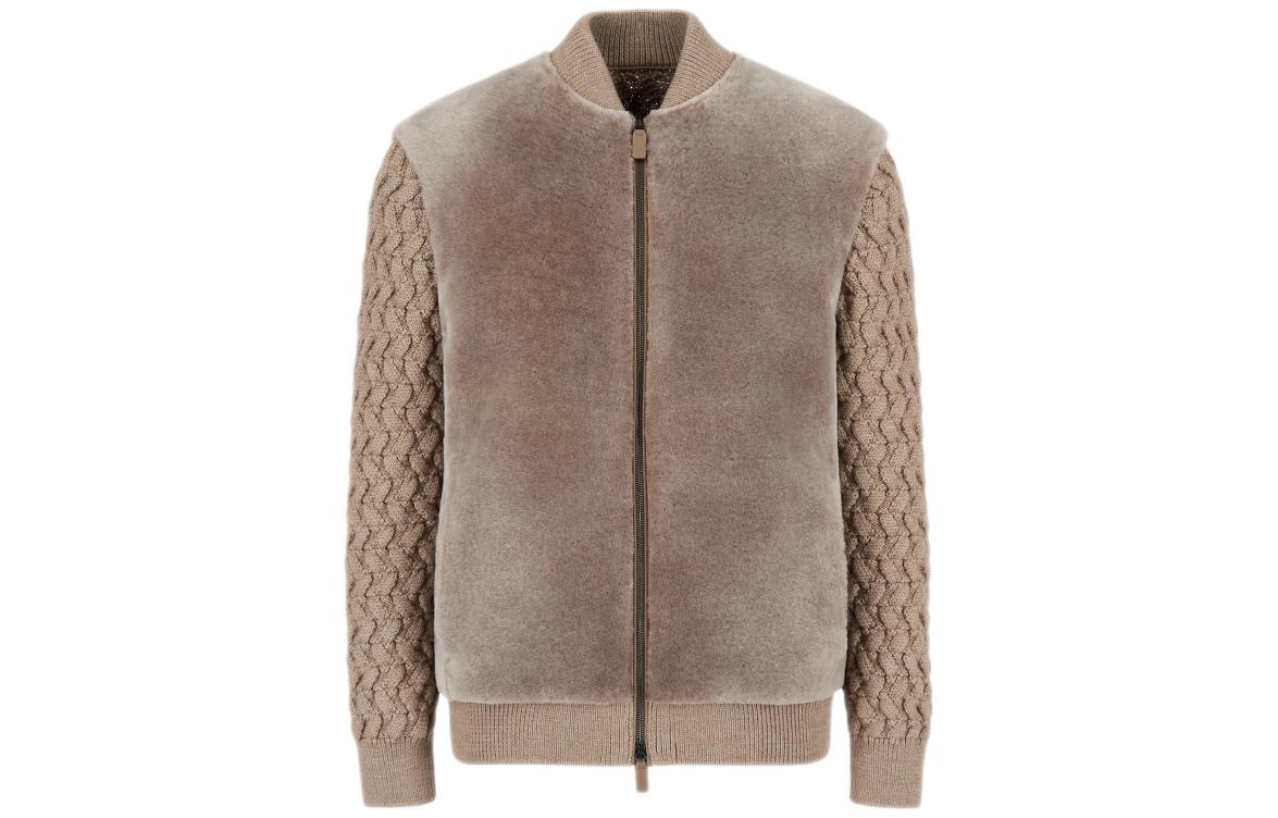 Emporio Armani FW22 Colorblock Crewneck Jacket Brown Men’s B1R47P-B1P49-1114