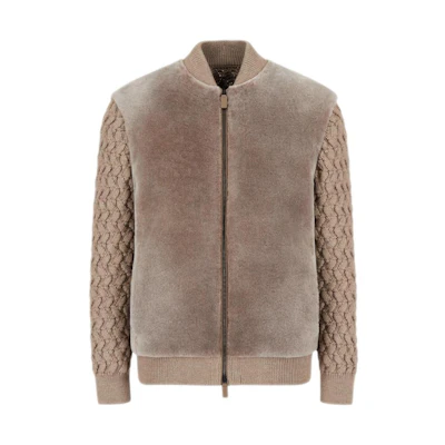 Emporio Armani FW22 Colorblock Crewneck Jacket Brown Men’s B1R47P-B1P49-1114
