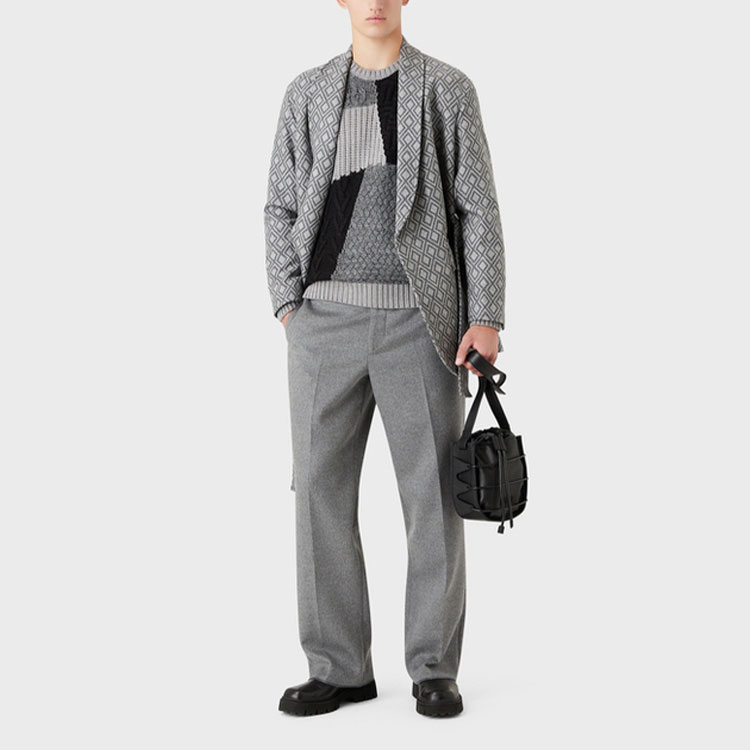 EMPORIO ARMANI FW22 Colorblock Crewneck Sweater  Gray Black 6L1MW1-1M33Z-F055 圖 3