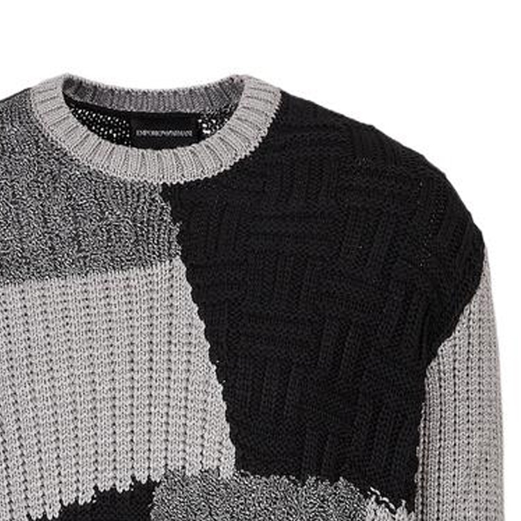 EMPORIO ARMANI FW22 Colorblock Crewneck Sweater  Gray Black 6L1MW1-1M33Z-F055 圖 7