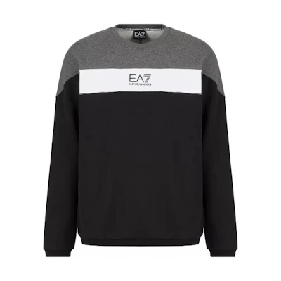 Emporio Armani FW22 Colorblock Logo Print Crewneck Sweatshirt Black 6LPM14-PJ07Z-1200