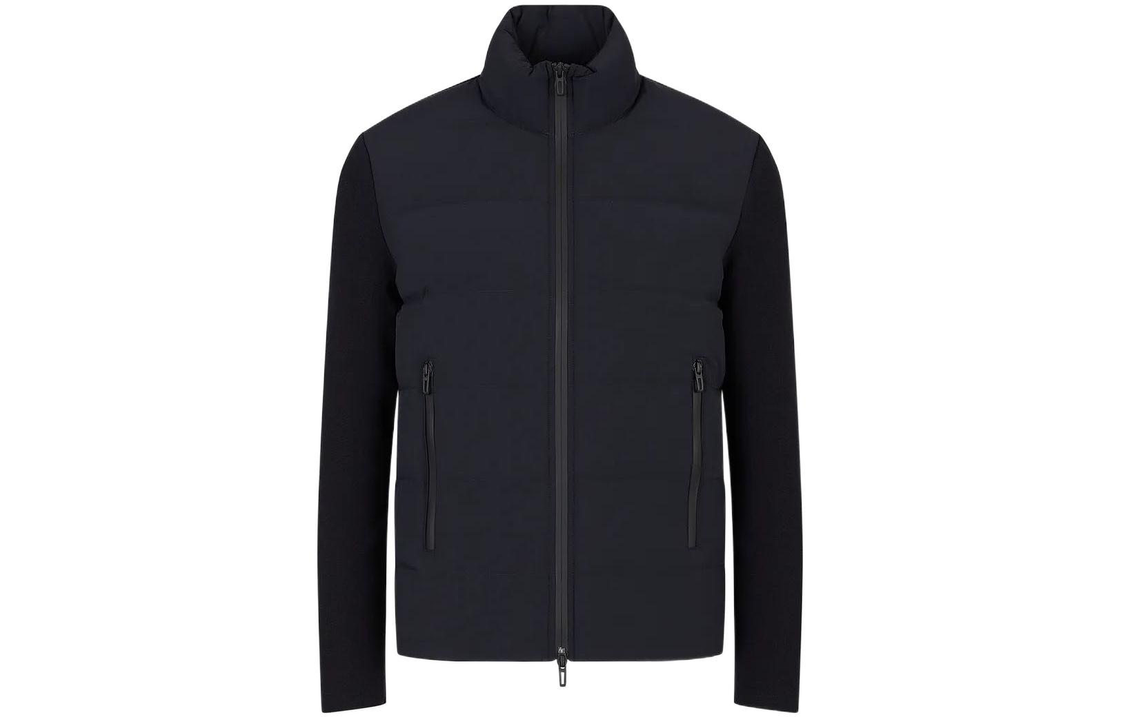 Emporio Armani FW22 Colorblock Stand Collar Jacket Navy Blue Outerwear 6L1BS11-NNTZ1-0920