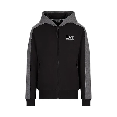 Emporio Armani FW22 Colorblock Zip Hoodie Black 6LPM16-PJ07Z-1200