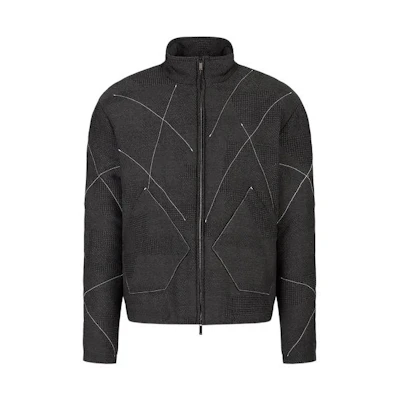 Emporio Armani FW22 Contrast Trim Long-Sleeve Jacket - Dark Gray H31R15-C1258-1631