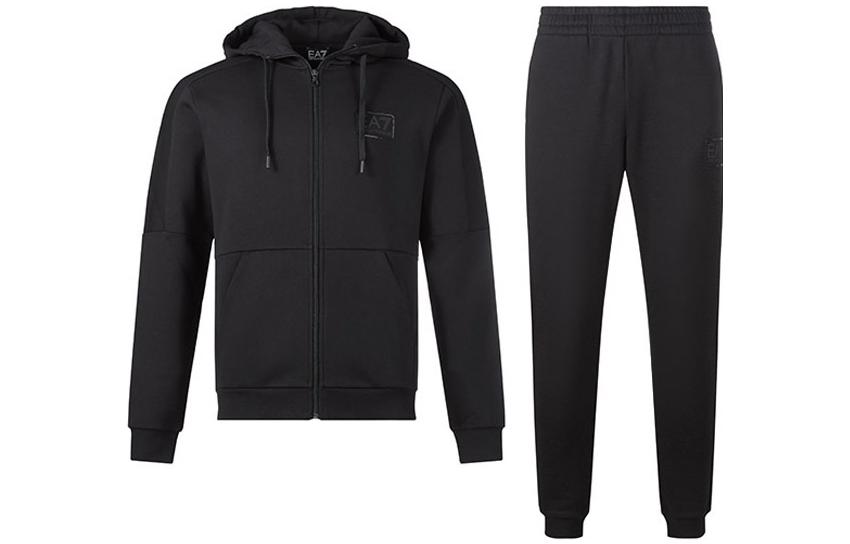 Emporio Armani FW22 EA7 Black Hoodie and Sweatpants Tracksuit for Men 6LPV68-PJ07Z-1200