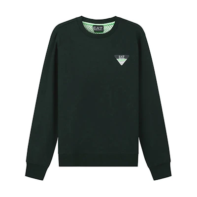 Emporio Armani FW22 EA7 Logo Print Crew Neck Long Sleeve Sweatshirt Green Men 6LPM69-PJEQZ-1860