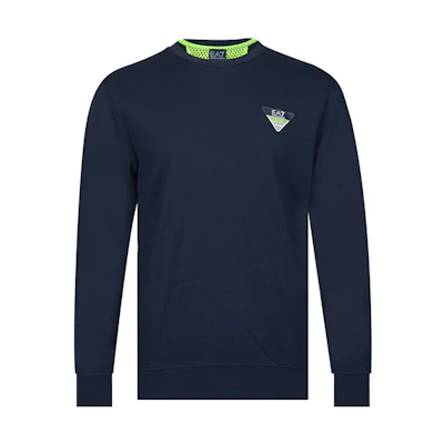Emporio Armani FW22 EA7 Logo Print Crewneck Long Sleeve Sweatshirt Blue 6LPM69-PJEQZ-1554