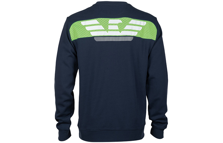 Lookbook Emporio Armani FW22 EA7 标志印花蓝色长袖圆领卫衣 6LPM69-PJEQZ-1554