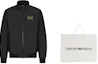 Shop EMPORIO ARMANI FW22 EA7 標誌印花拉鍊羊毛外套 黑色. 6LPB27-PN27Z-0208