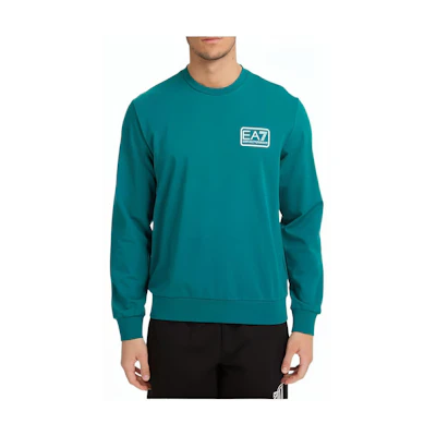 Emporio Armani FW22 EA7 Logo Print Green Long Sleeve Sweatshirt for Men 3LPM04-PJCSZ-1839