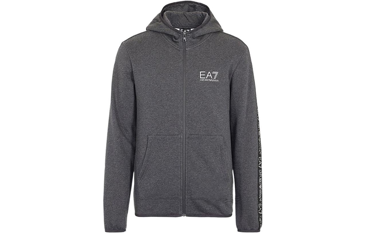 Emporio Armani FW22 EA7 Logo Print Hoodie Dark Grey 6GPM32-1J07Z-3909