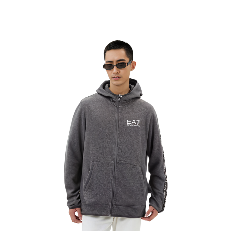 Purchase Emporio Armani FW22 EA7 Logo Print Hoodie Kelabu Gelap 6GPM32-1J07Z-3909