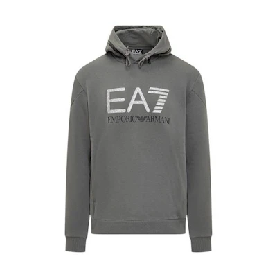 Emporio Armani FW22 EA7 Logo Print Hoodie Grey Long Sleeve 6LPM88-PJ07Z-1977