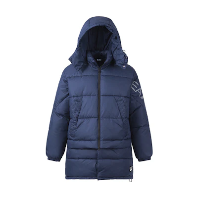 EMPORIO ARMANI FW22 EA7 Logo Print Loose Fit Hooded Cotton Jacket Navy Mens. 6LPK03-PNADZ-1554