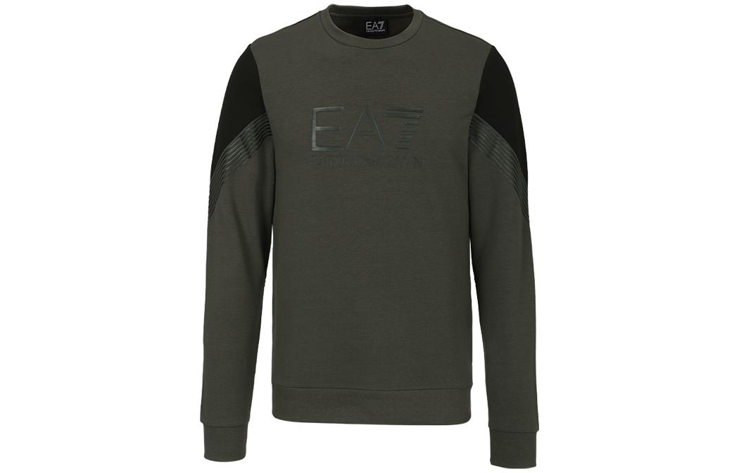 Emporio Armani FW22 EA7 Patchwork Logo Crewneck Sweatshirt Green Mens 6LPM55-PJ9FZ-1866