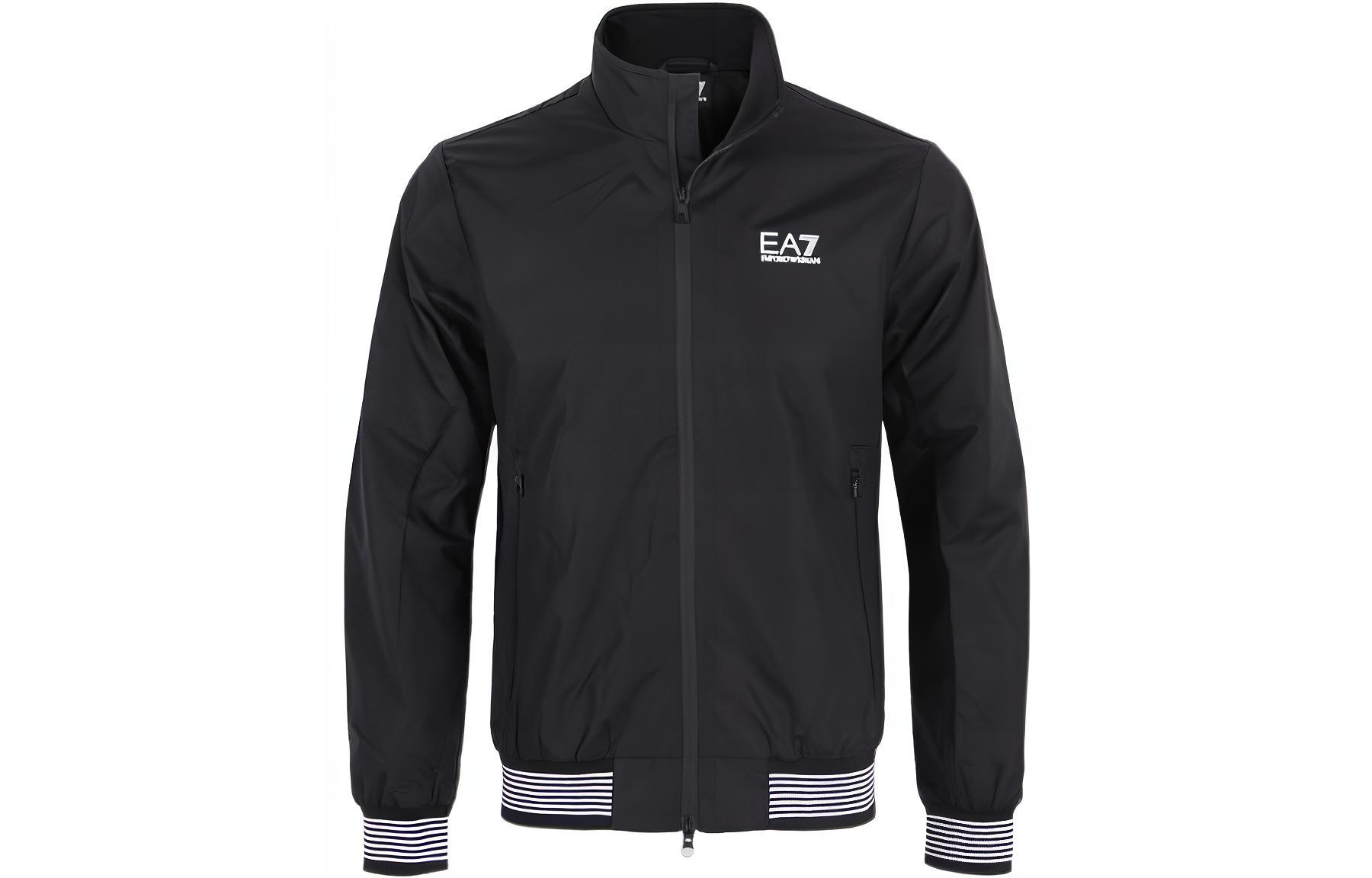 Emporio Armani FW22 EA7 Striped Logo Zip-Up Jacket Black () 3LPB07-PN27Z-1200