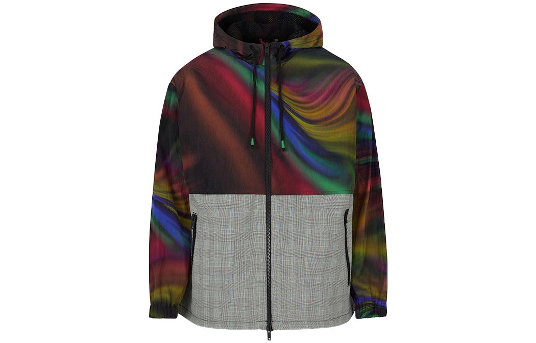 Emporio Armani FW22 Eco-Friendly Colorblock Hooded Zip Jacket for Men Multicolor 3L1B7A-1N40Z-F522