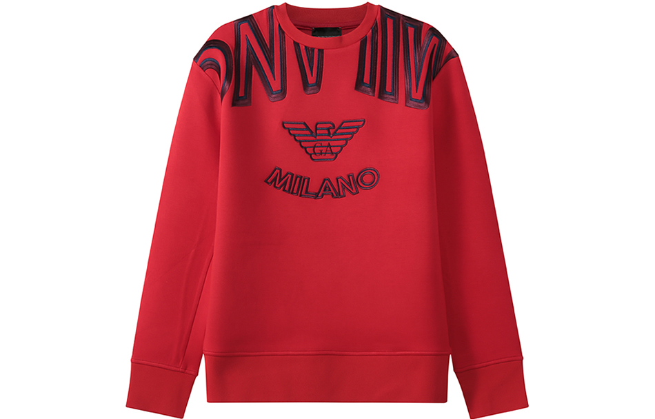 Emporio Armani FW22 Embroidered Logo Crewneck Sweatshirt Red () 6L1M6V-1JV9Z-0336