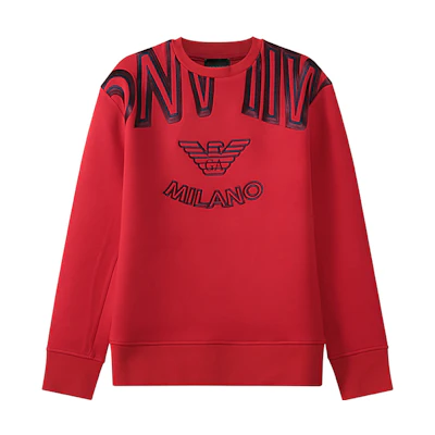 Emporio Armani FW22 Embroidered Logo Crewneck Sweatshirt Red () 6L1M6V-1JV9Z-0336