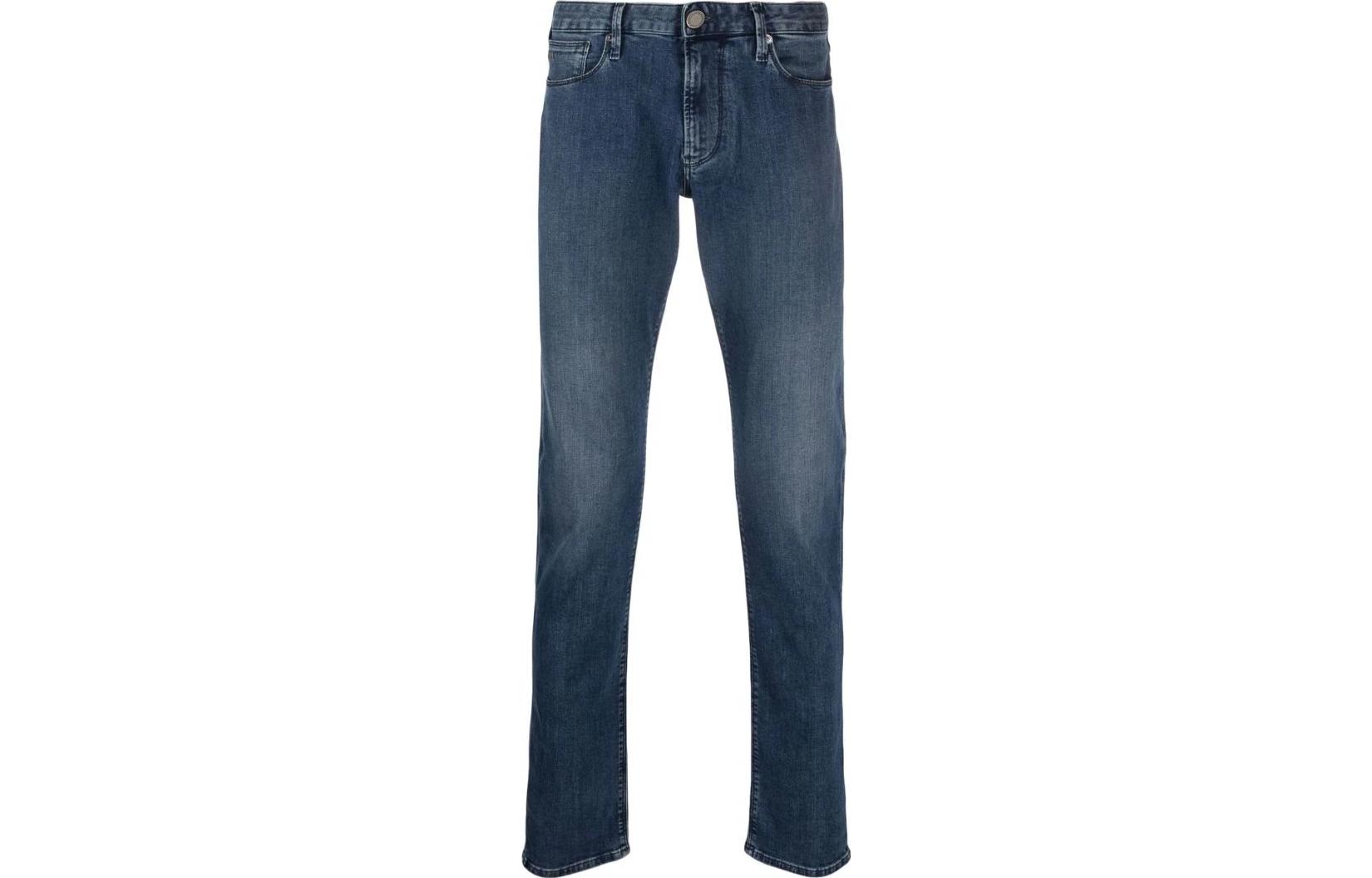 EMPORIO ARMANI FW22 Essentials  Mid-Rise Straight Washed Jeans Blue. 8N1J06-1G19Z-0942