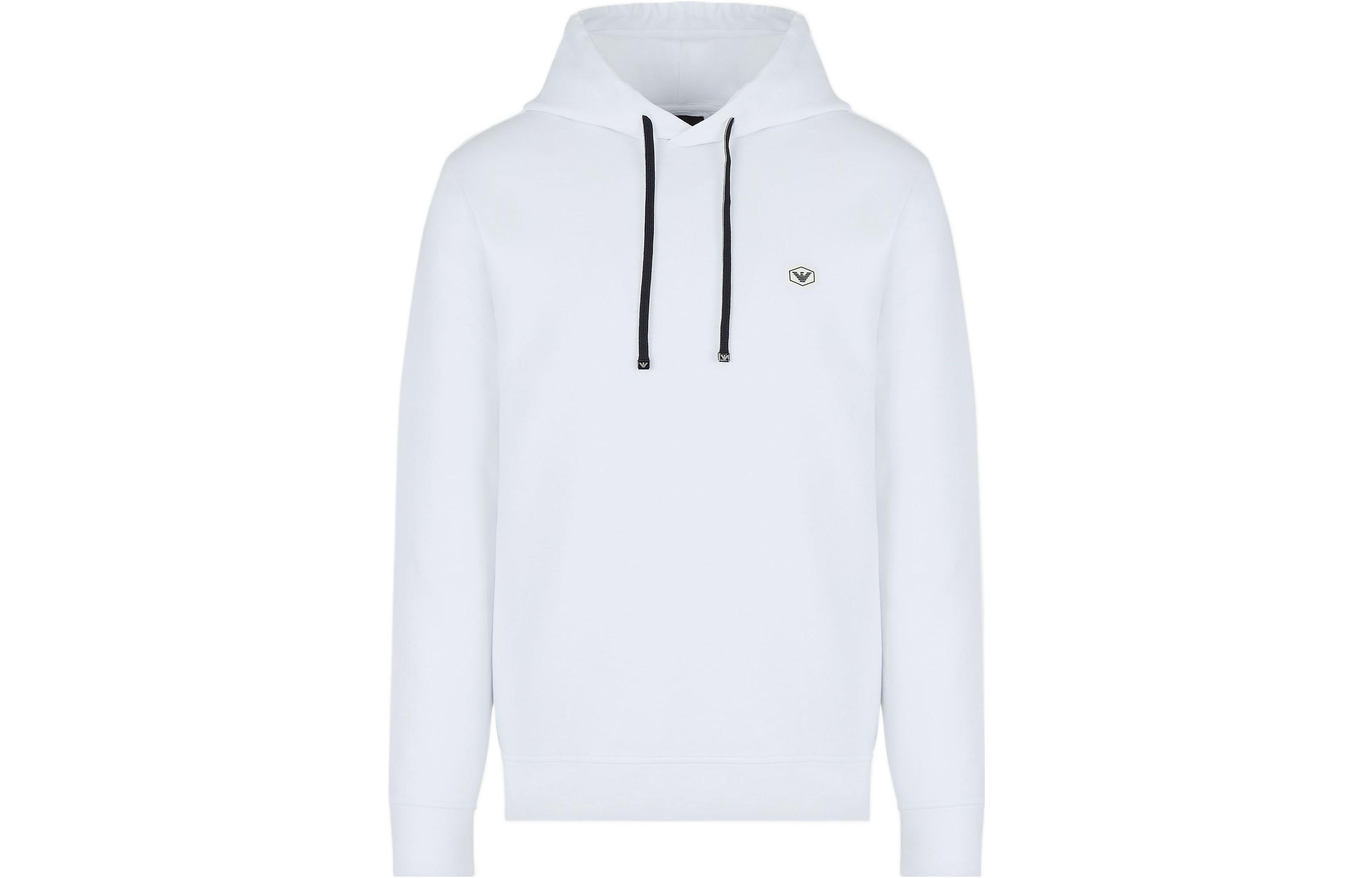 Emporio Armani FW22 Essentials  White Pullover Hoodie Sweatshirt. 8N1MD01-JHSZ1-0100
