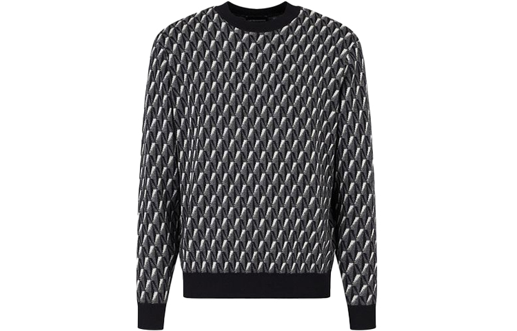 Order Emporio Armani FW22 Geometric Knit Crewneck Sweater Black  Fashion 6L1MXX1-MCQZ1-F633