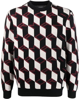 EMPORIO ARMANI FW22 Geometric Logo Jacquard Crewneck Sweater Men Multi-color 6L1MXX-1MCQZ-F318 Buy EMPORIO ARMANI FW22 Geometric Logo Jacquard Crewneck Sweater Men Multi-color 6L1MXX-1MCQZ-F318