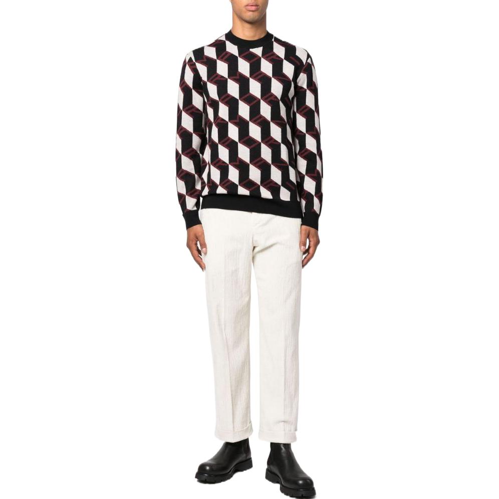 Lookbook EMPORIO ARMANI FW22 Geometric Logo Jacquard Crewneck Sweater Men Multi-color 6L1MXX-1MCQZ-F318
