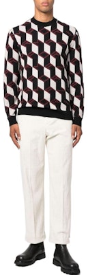 EMPORIO ARMANI FW22 Geometric Logo Jacquard Crewneck Sweater Men Multi-color 6L1MXX-1MCQZ-F318 Lookbook EMPORIO ARMANI FW22 Geometric Logo Jacquard Crewneck Sweater Men Multi-color 6L1MXX-1MCQZ-F318