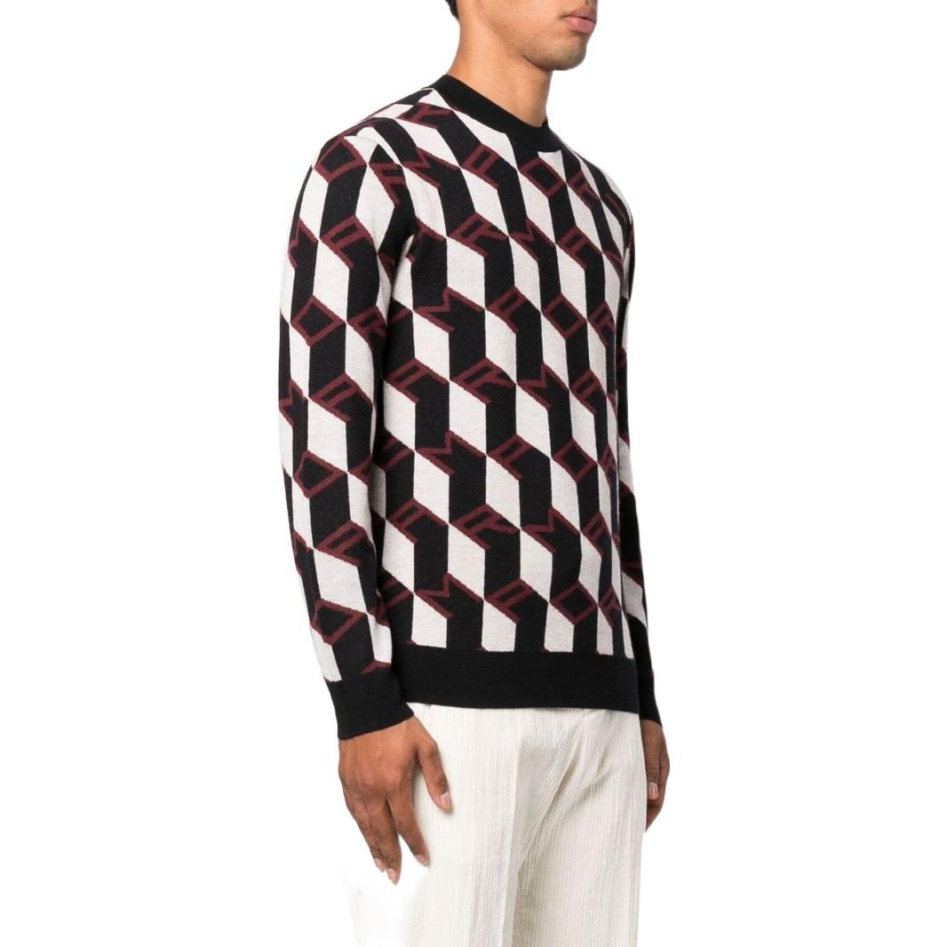 Purchase EMPORIO ARMANI FW22 Geometric Logo Jacquard Crewneck Sweater Men Multi-color 6L1MXX-1MCQZ-F318