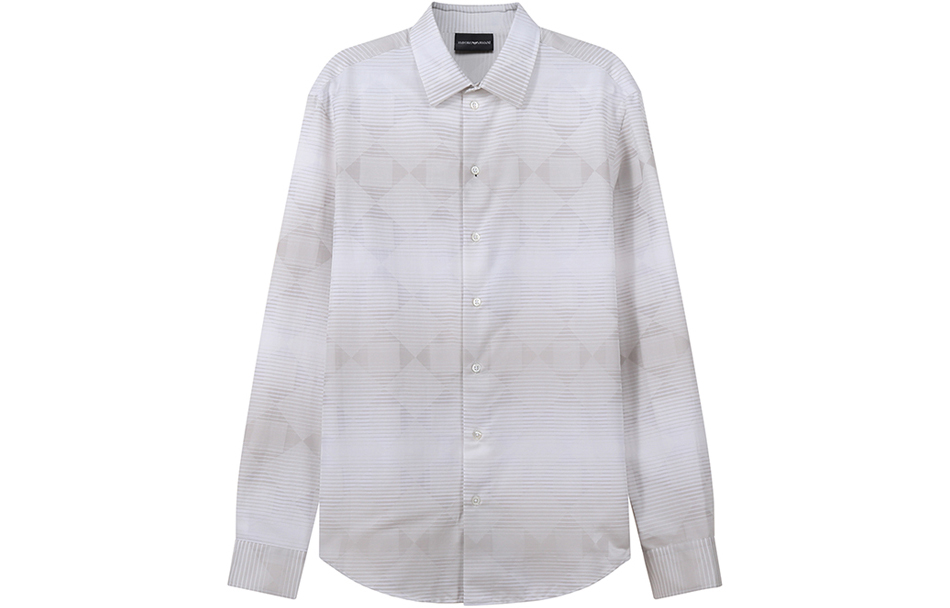 EMPORIO ARMANI FW22 Geometric Pattern Cotton Long Sleeve Shirt Men Multicolor H31SM0-C11F6-036
