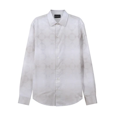 EMPORIO ARMANI FW22 Geometric Pattern Cotton Long Sleeve Shirt Men Multicolor H31SM0-C11F6-036