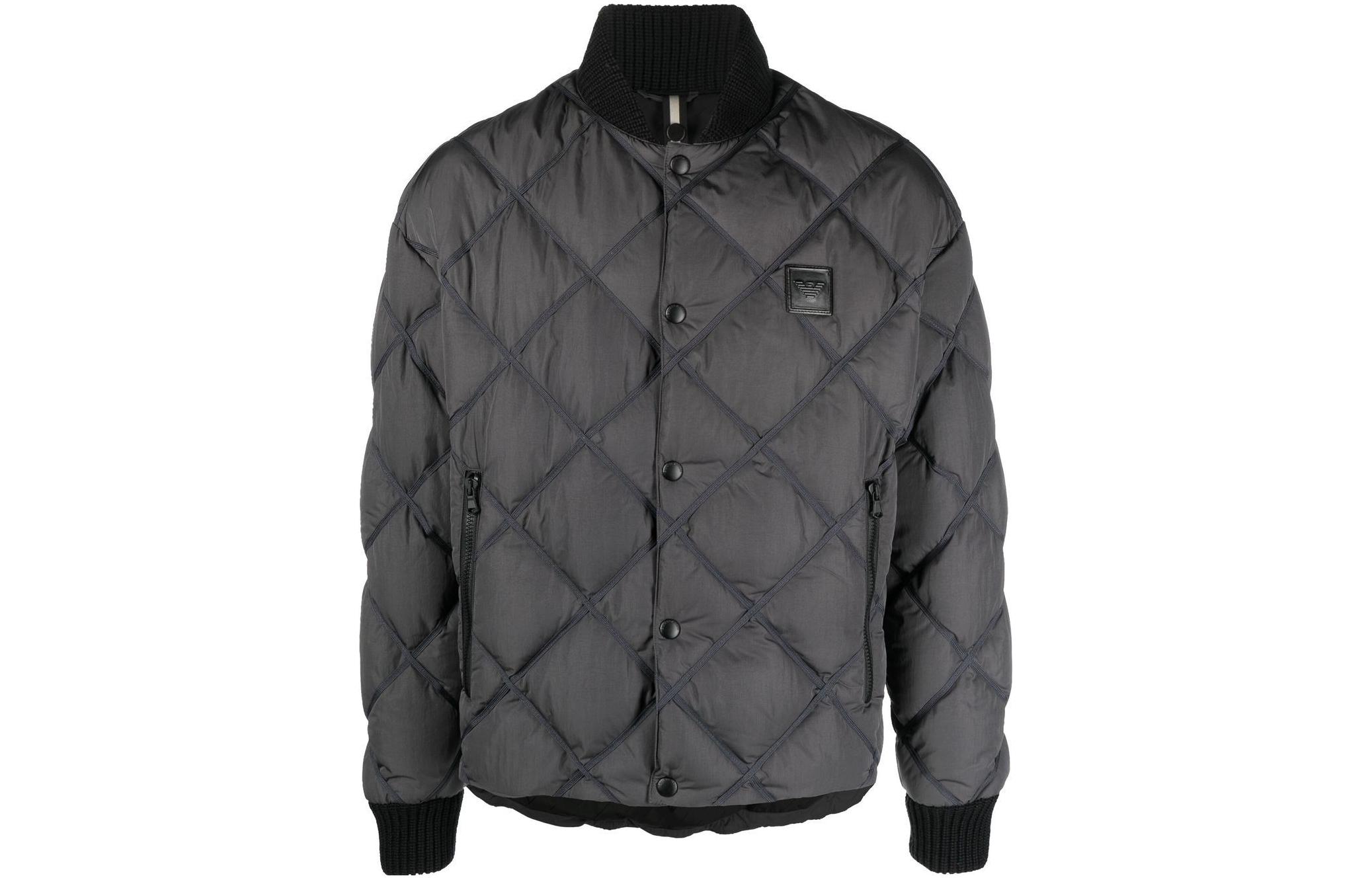 Emporio Armani FW22 Gray Quilted Down Jacket Single-Breasted Outerwear 6L1BL2-1NT2Z-0651