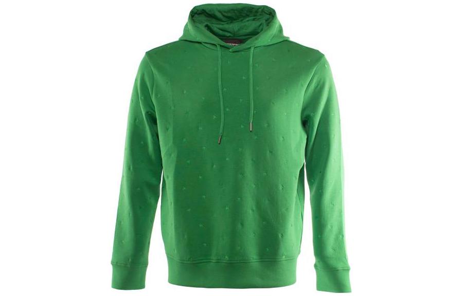 Emporio Armani FW22 Green All-Over Logo Print Hoodie for Men 6L1MQ2-1JHSZ-0525