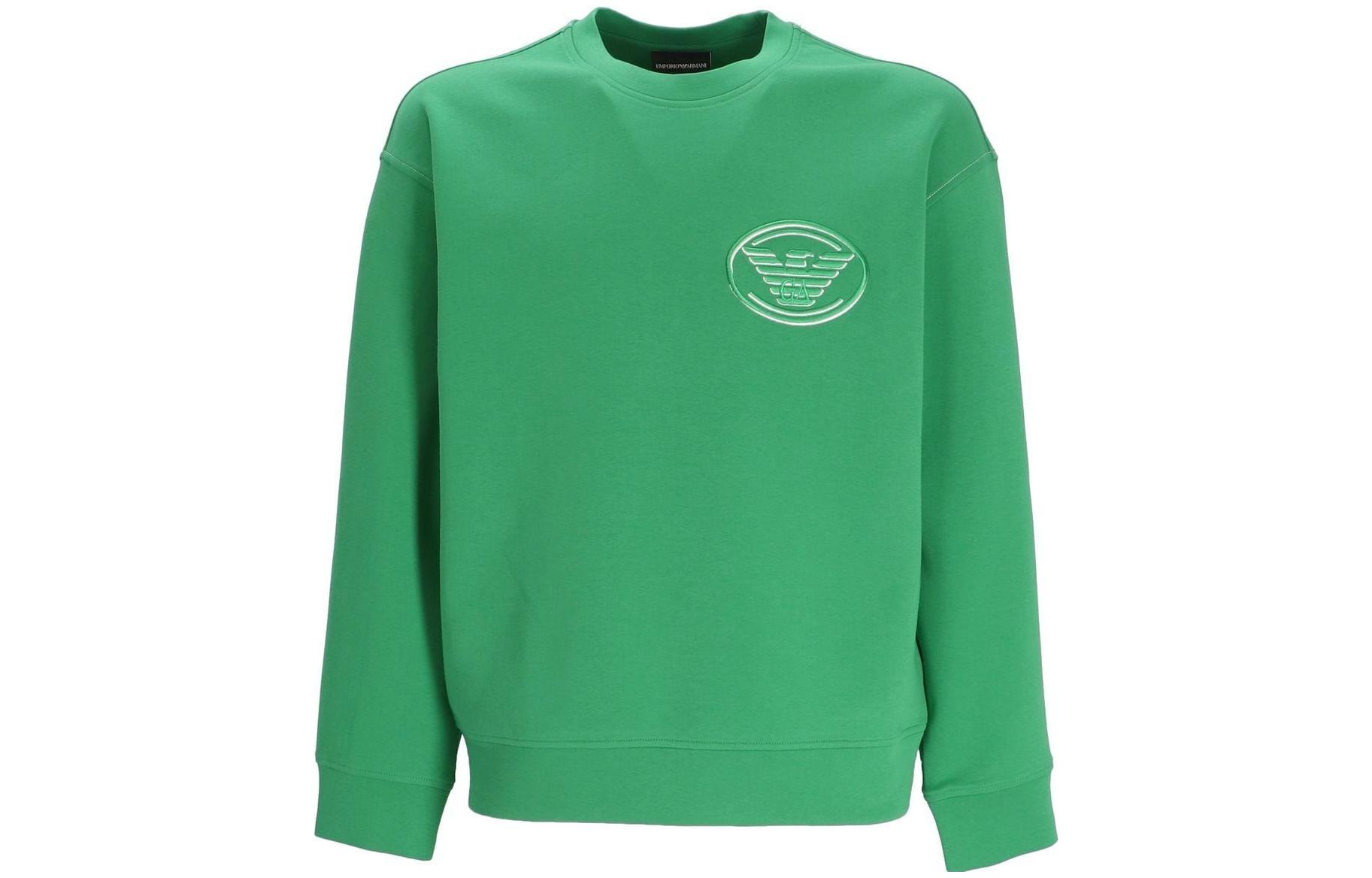 Emporio Armani FW22 Green Logo Embroidered Crewneck Sweatshirt 6L1M82-1JHSZ-1860