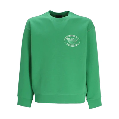 Emporio Armani FW22 Green Logo Embroidered Crewneck Sweatshirt 6L1M82-1JHSZ-1860