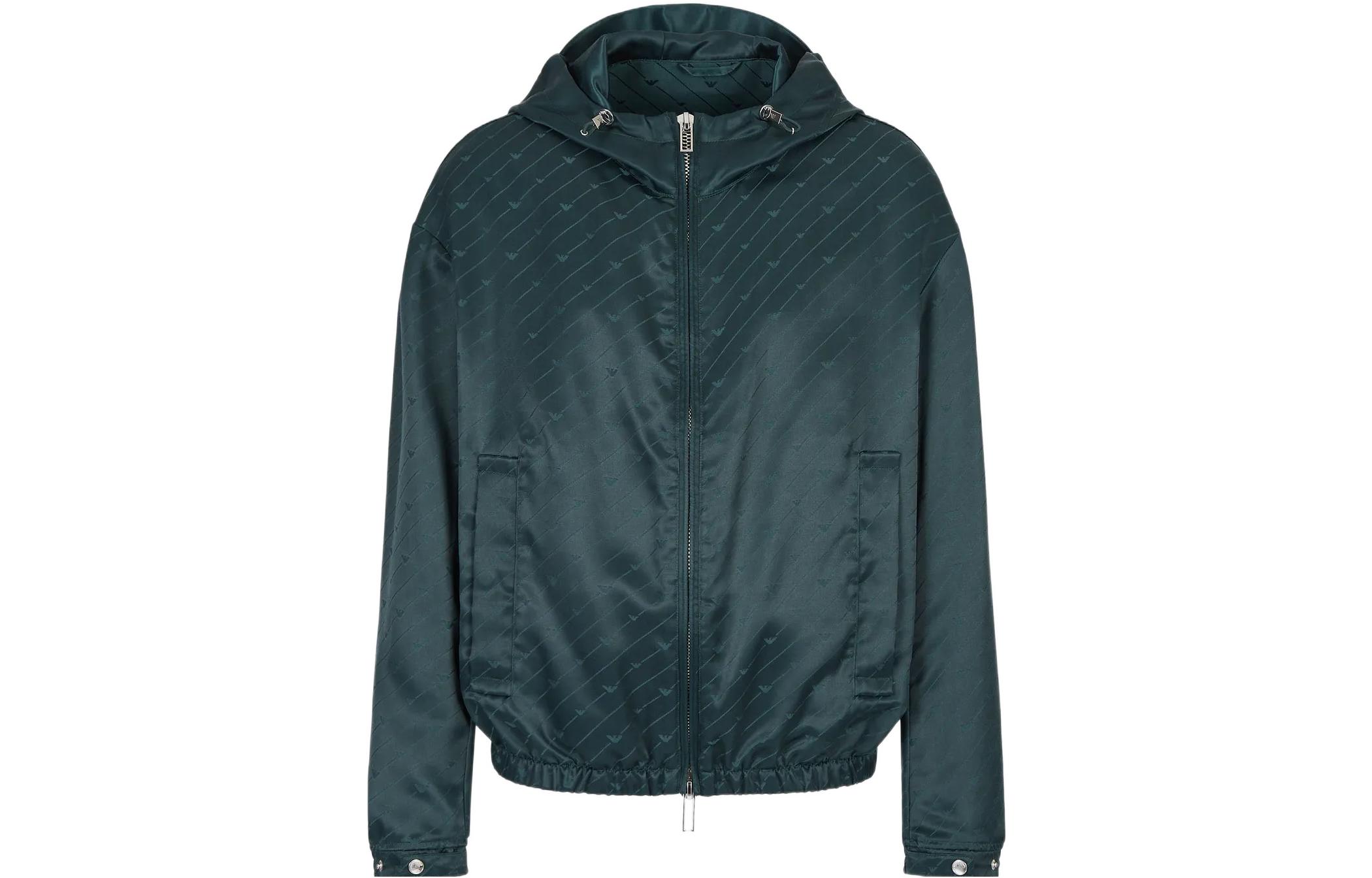 Emporio Armani FW22 Green Logo Jacquard Zip Hoodie Jacket Men 6L1BL31-NLBZ1-F519