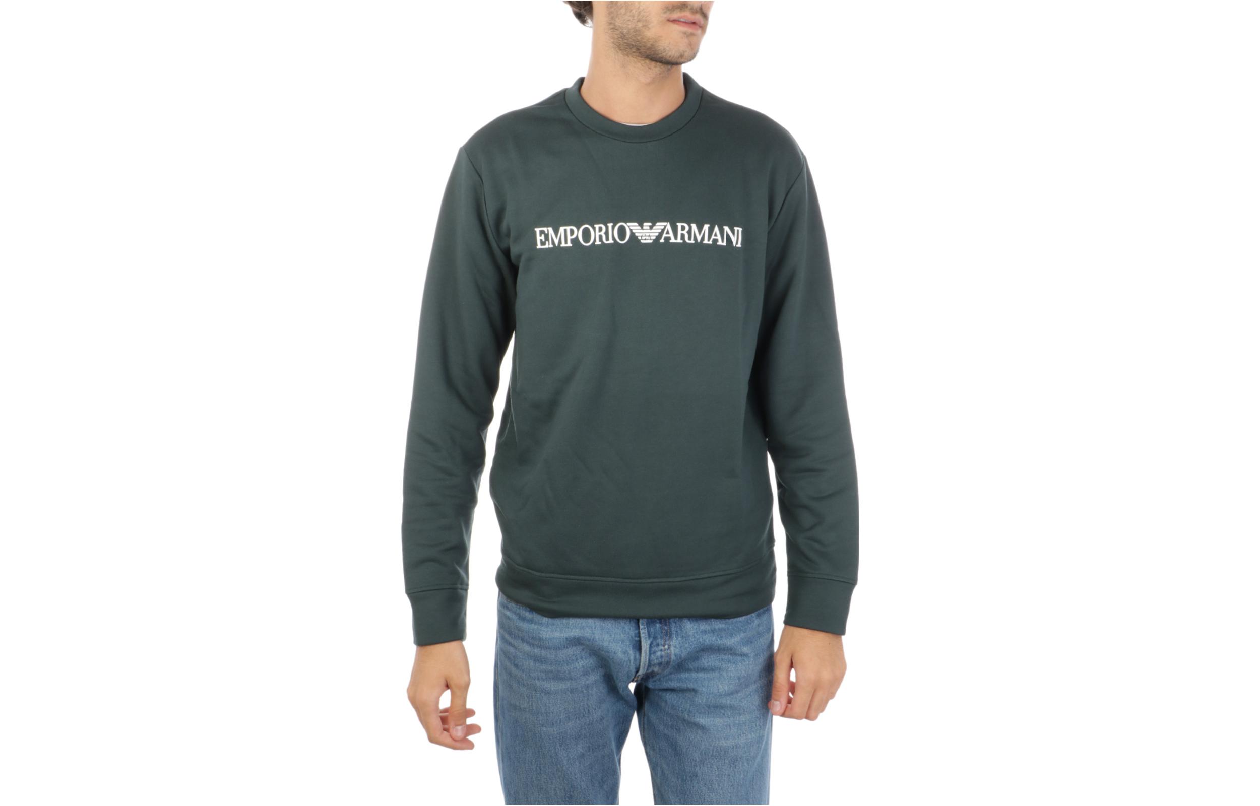 Emporio Armani FW22 Green Logo Print Sweatshirt for Men 8N1MR6-1JRIZ-F538