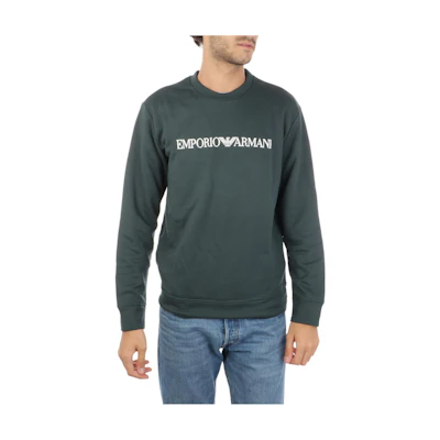 Emporio Armani FW22 Green Logo Print Sweatshirt for Men 8N1MR6-1JRIZ-F538