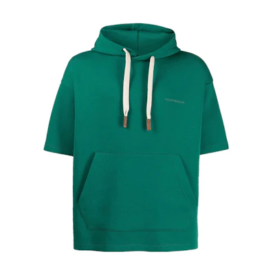 Emporio Armani FW22 Green Short-Sleeve Hoodie with Drawstring 6L1M83-1JHSZ-0576